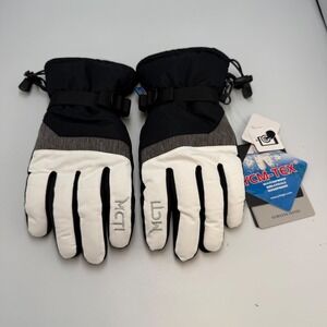 MCTI Waterproof Ski Gloves Mens Medium Black White YCM-TEX Winter Snowboard